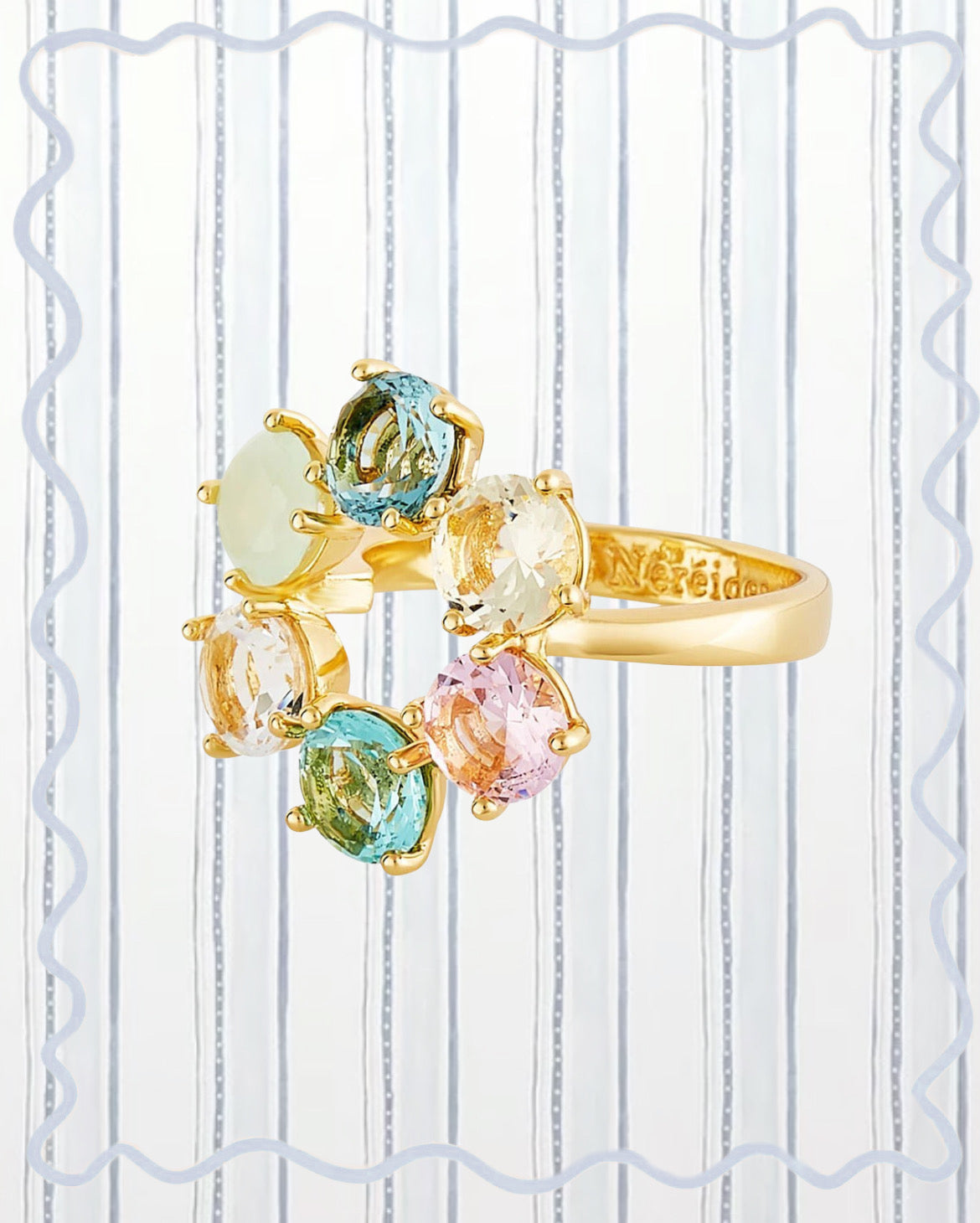 LA DIAMANTINE ACQUA AZZURRA THIN 6 STONES RINGS