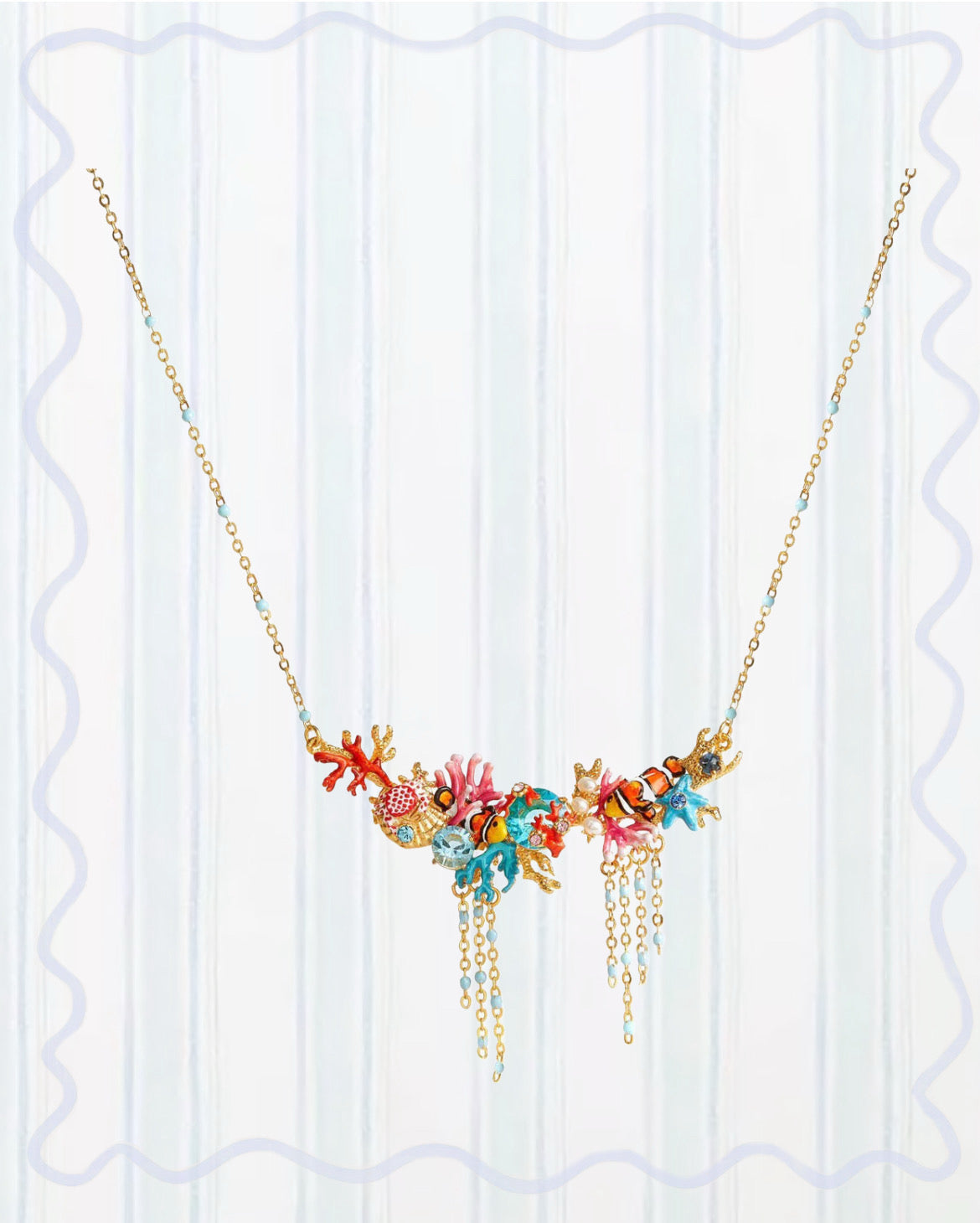 CLOWNFISH, ANEMONES AND CORAL STATEMENT NECKLACE