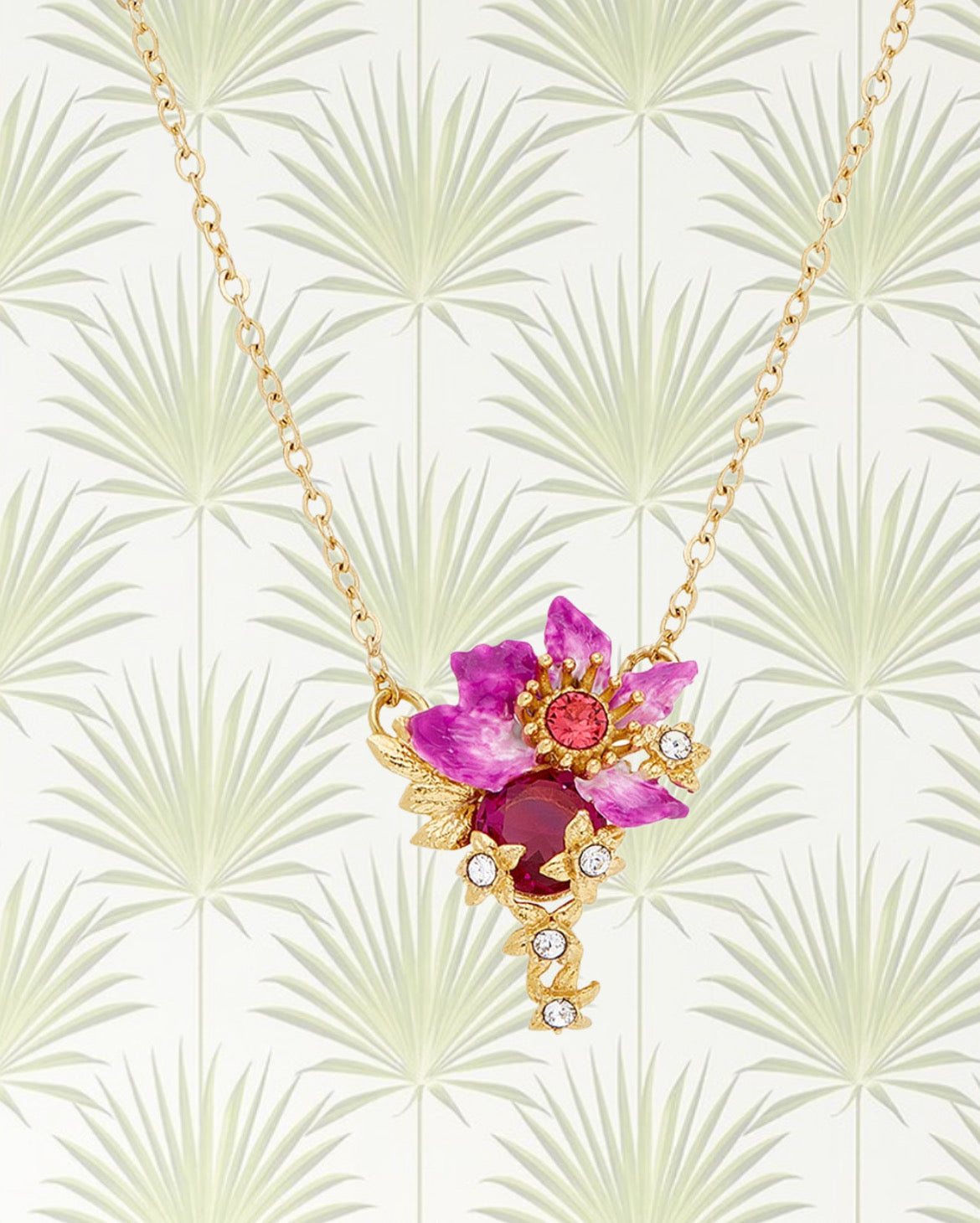 PURPLE BAUHINIA FLOWER PENDANT NECKLACE