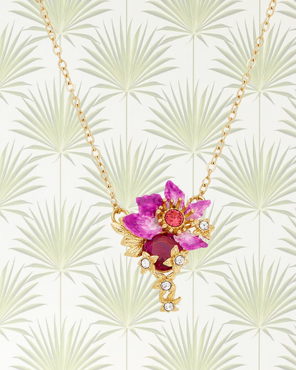 PURPLE BAUHINIA FLOWER PENDANT NECKLACE