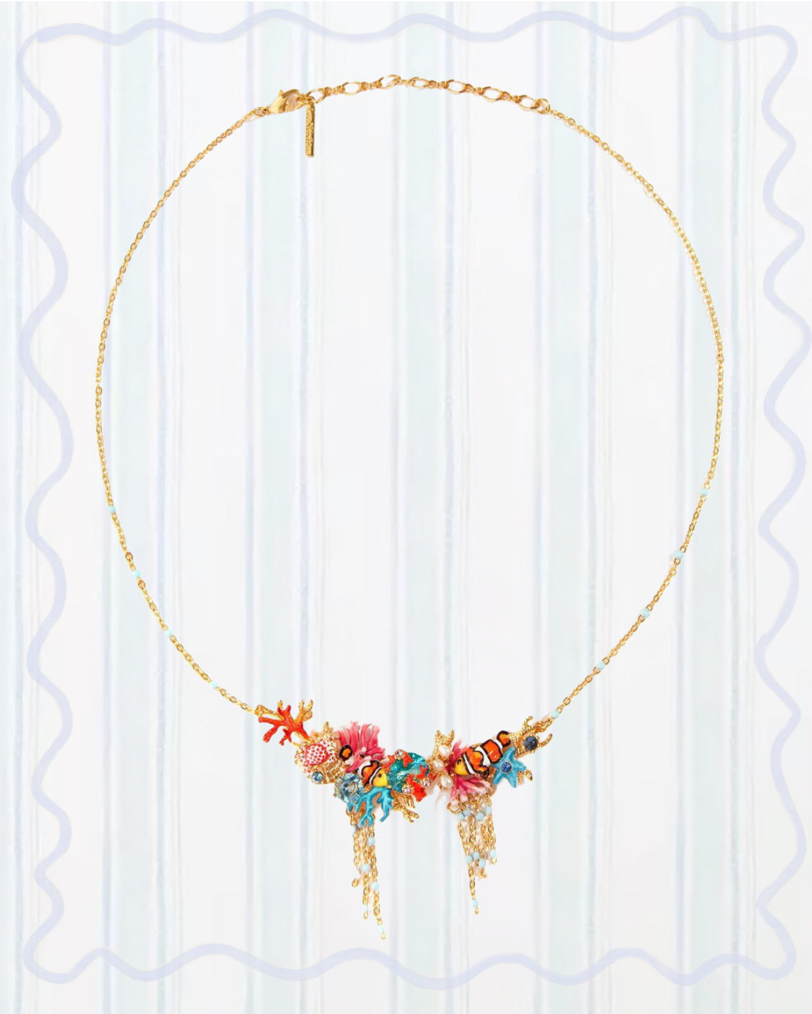 CLOWNFISH, ANEMONES AND CORAL STATEMENT NECKLACE