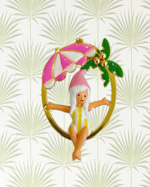 GNOME, BEACH UMBRELLA AND PALM TREE PENDANT NECKLACE