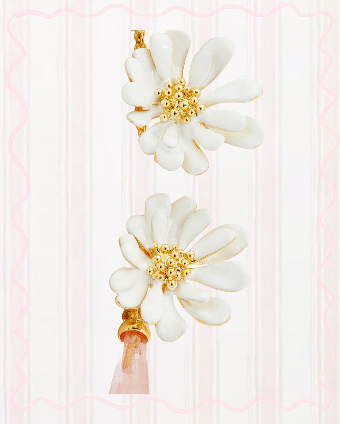 WHITE FLOWER AND PINK PEARL EARRINGS