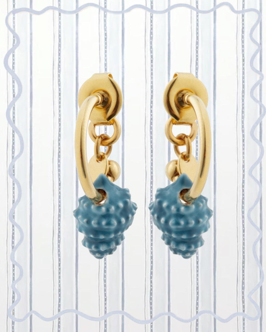 AZURE SEASHELL CHARM EARRINGS