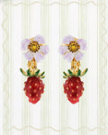 ROYAL GARDENS STRAWBERRY AND WHITE FLOWER EARRINGS￼