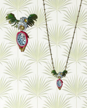 DRAGONFRUIT AND PITAYA FLOWER PENDANT NECKLACE