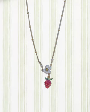 SMALL STRAWBERRY AND WHITE FLOWER NECKLACE
