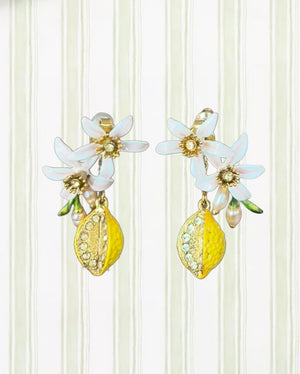 HALF LEMON AND LEMON BLOSSOM EARRINGS