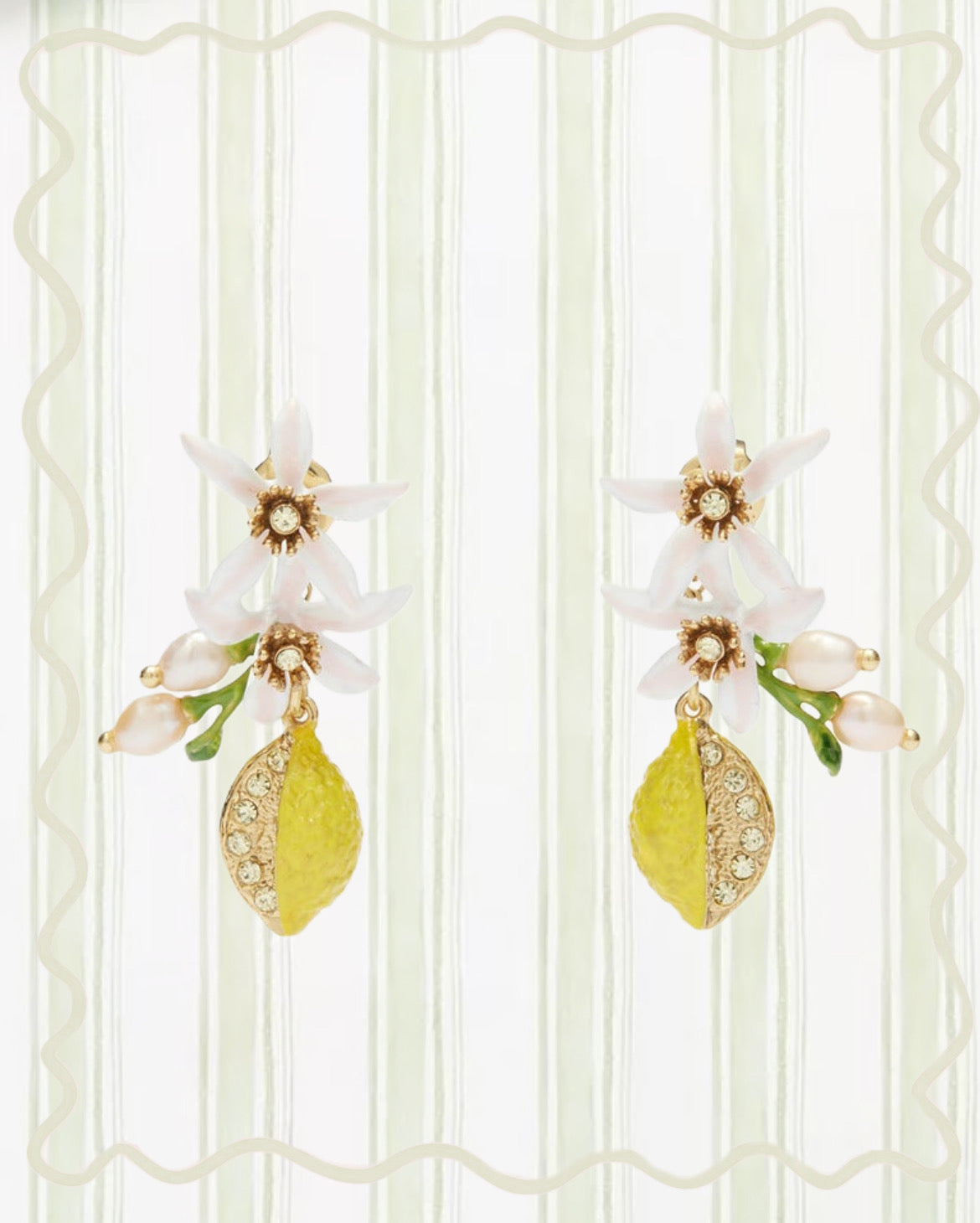 HALF LEMON AND LEMON BLOSSOM EARRINGS