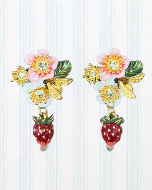 WILD STRAWBERRY AND STRAWBERRY FLOWER EARRINGS