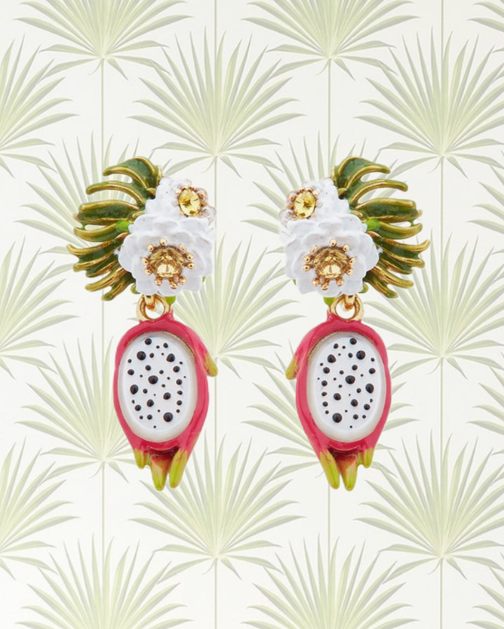 DRAGONFRUIT AND PITAYA FLOWER DANGLING EARRINGS