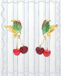 RHINESTONE COVERED CHERRY EARRINGS