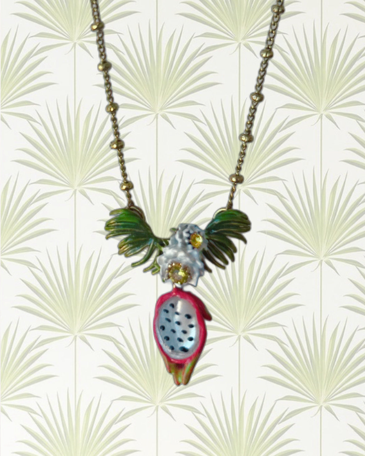 DRAGONFRUIT AND PITAYA FLOWER PENDANT NECKLACE