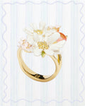 FLOWER BOUQUET AND ROUND STONE COCKTAIL RING