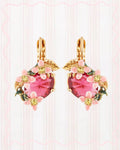 FACETED PEARL AND PINK MONTANA CLEMATIS FLOWER EARRINGS