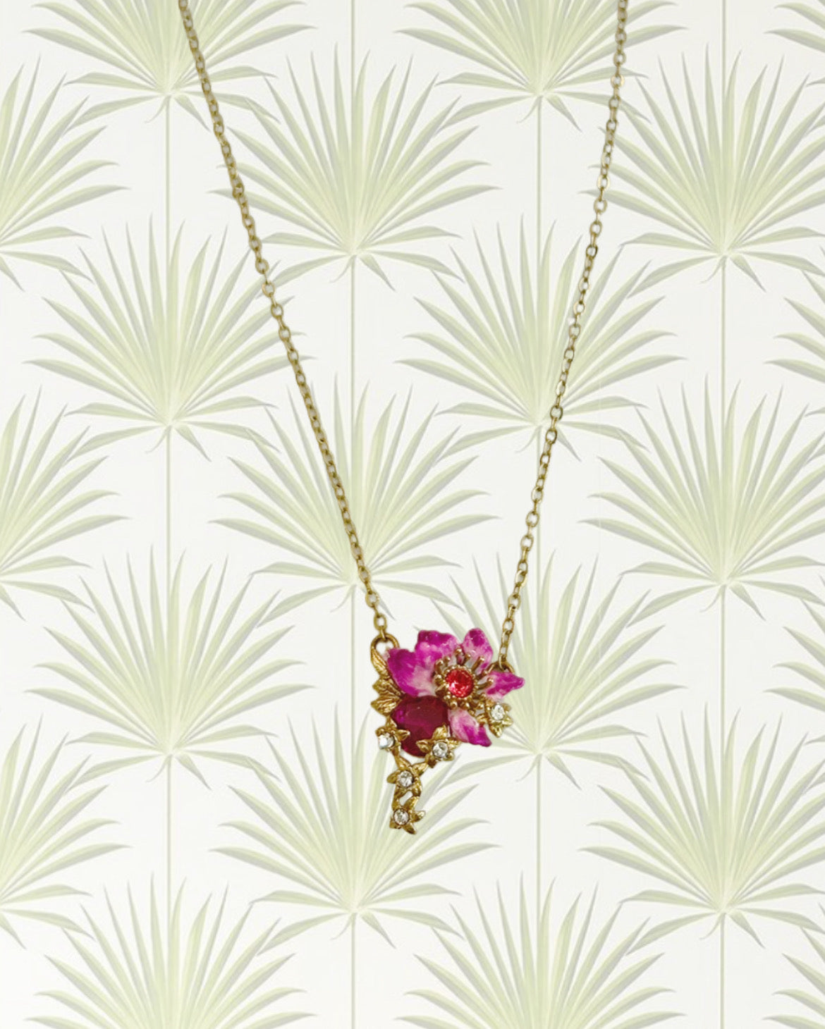 PURPLE BAUHINIA FLOWER PENDANT NECKLACE