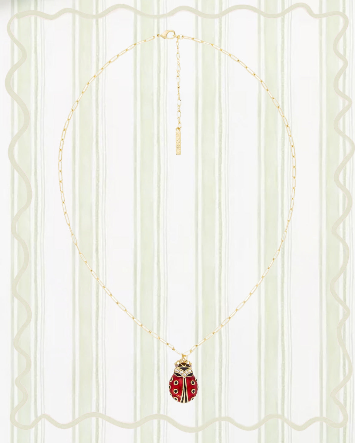 LADYBUG AND RECTANGLE LINK CHAIN NECKLACE