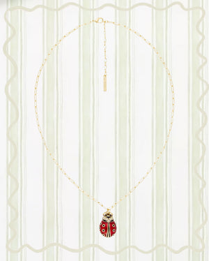 LADYBUG AND RECTANGLE LINK CHAIN NECKLACE