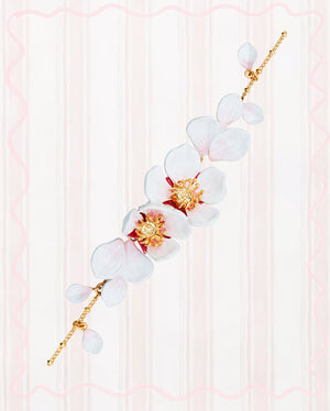 JAPANESE WHITE CHERRY BLOSSOM AND PETALS THIN BRACELET
