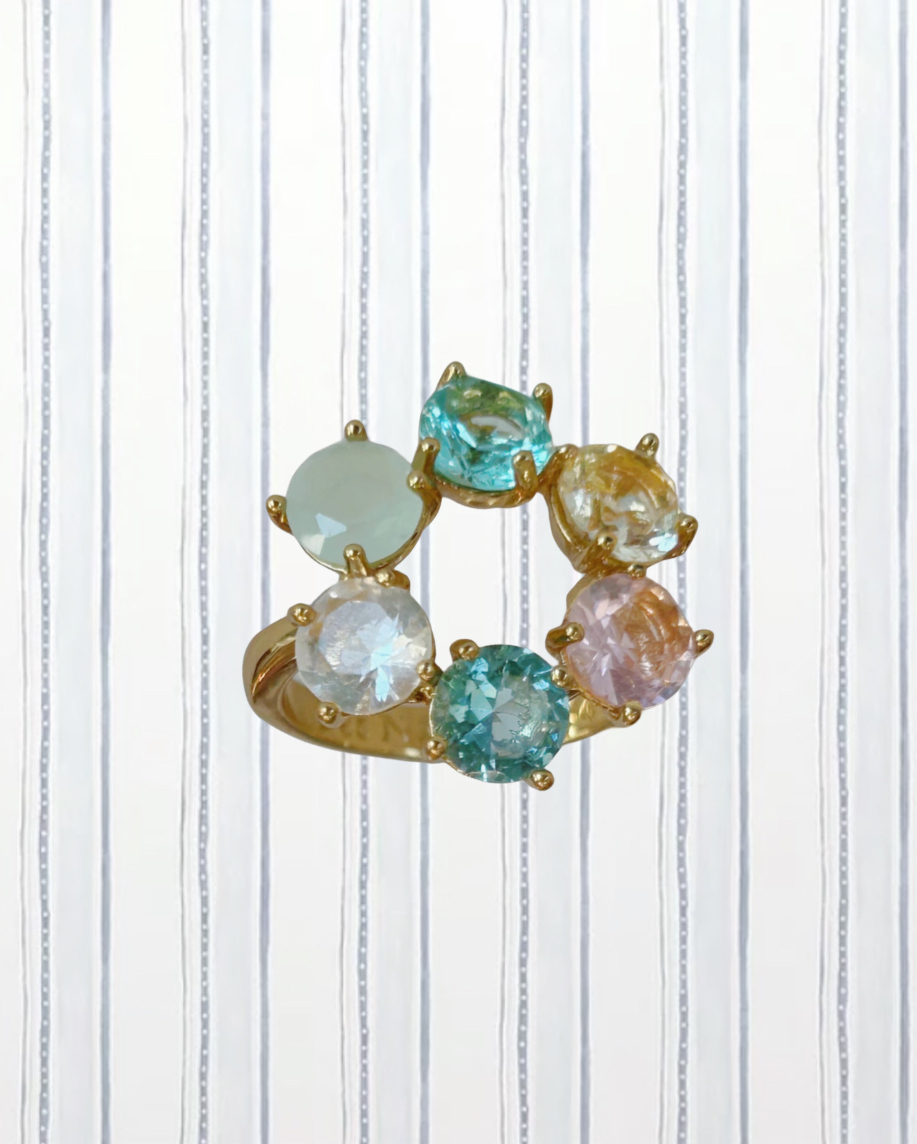 LA DIAMANTINE ACQUA AZZURRA THIN 6 STONES RINGS