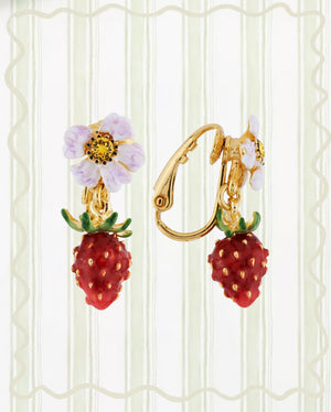 ROYAL GARDENS STRAWBERRY AND WHITE FLOWER EARRINGS￼