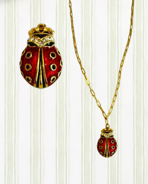 LADYBUG AND RECTANGLE LINK CHAIN NECKLACE