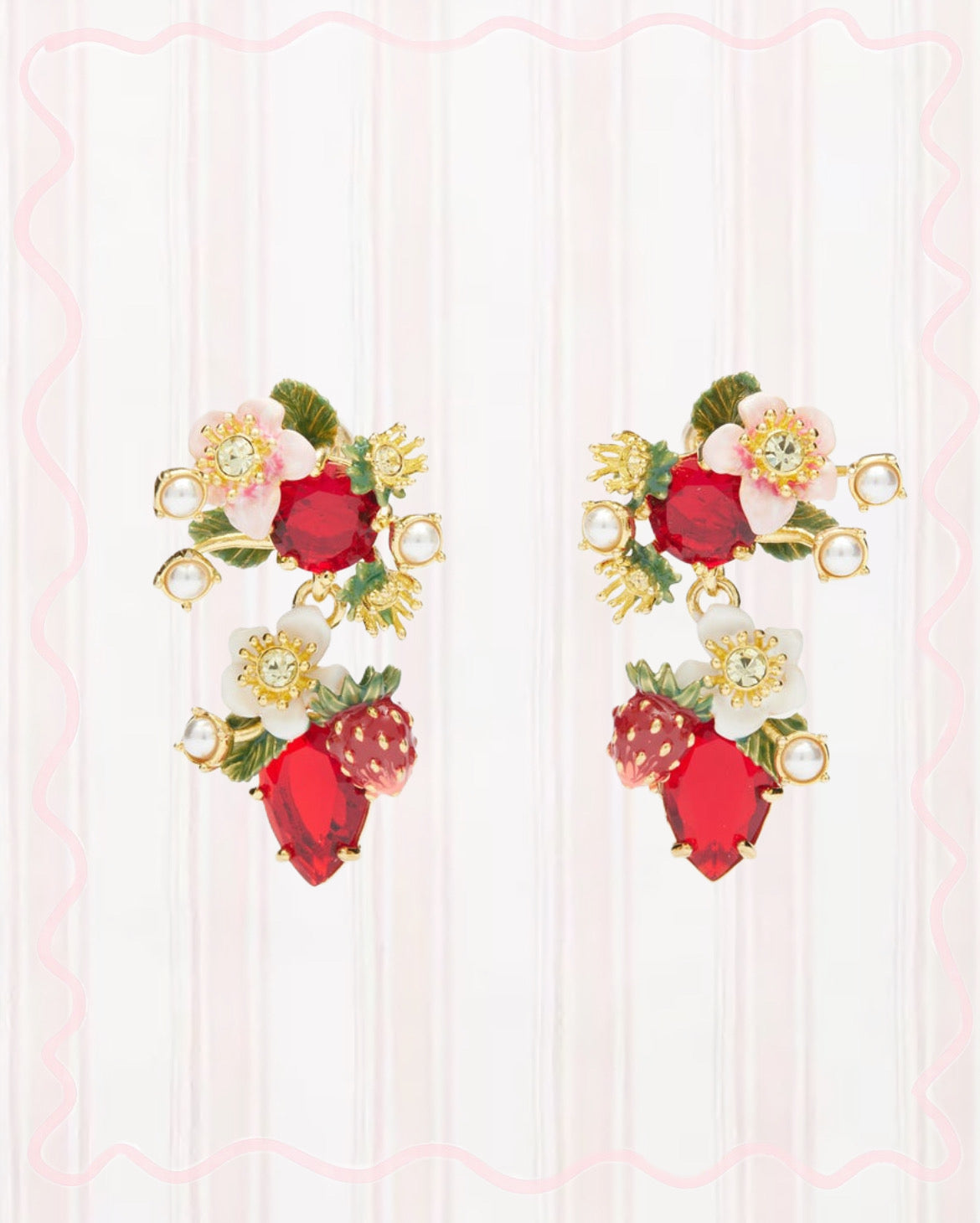 WILD STRAWBERRY AND STRAWBERRY FLOWER EARRINGS