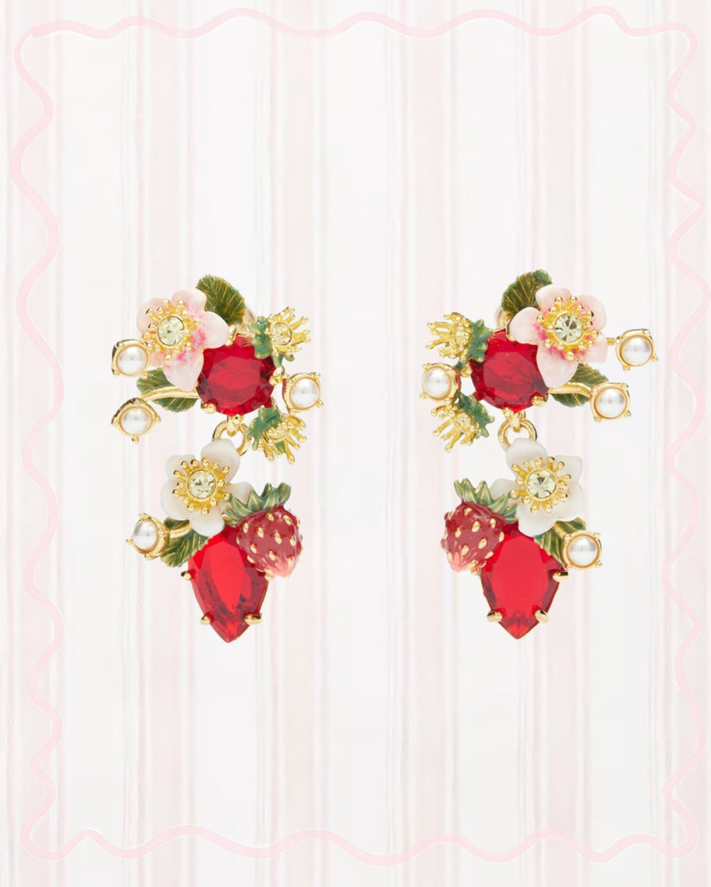 WILD STRAWBERRY AND STRAWBERRY FLOWER EARRINGS