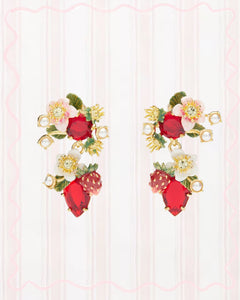 WILD STRAWBERRY AND STRAWBERRY FLOWER EARRINGS