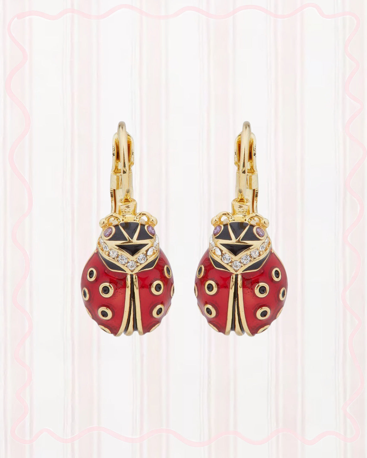 LADYBUG AND FACETED CRYSTAL EARRINGS