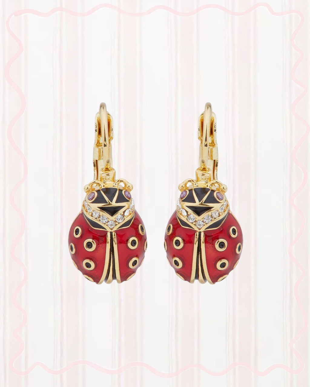 LADYBUG AND FACETED CRYSTAL EARRINGS