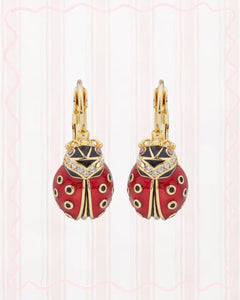 LADYBUG AND FACETED CRYSTAL EARRINGS