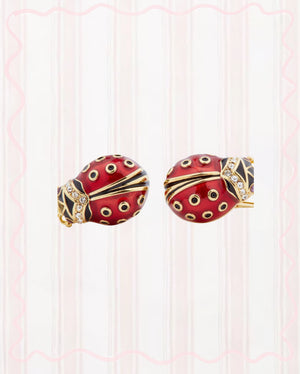 LADYBUG AND FACETED CRYSTAL EARRINGS